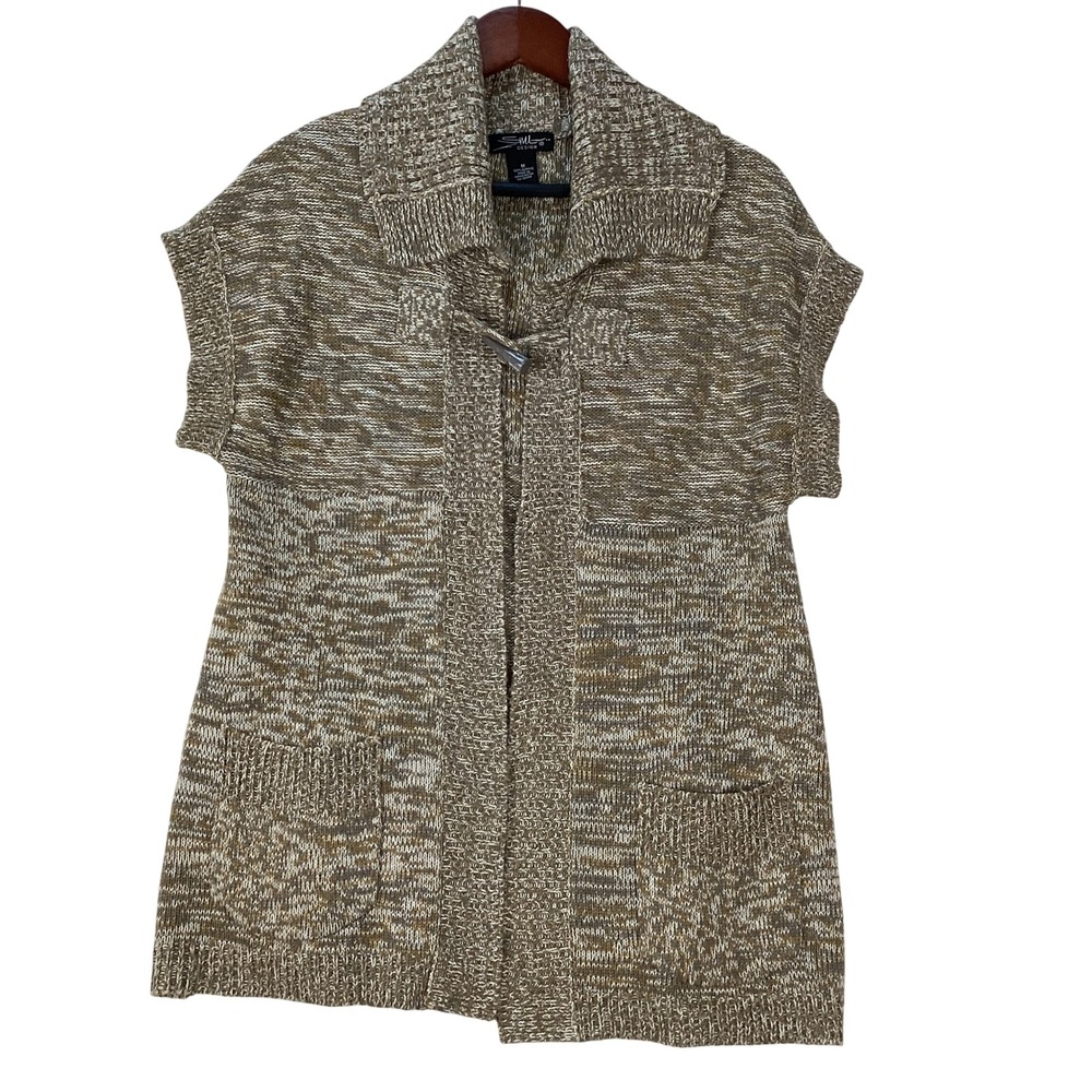 SML Design Women's‎ Sweater Cardigan Vest Brown Lagenlook Size M